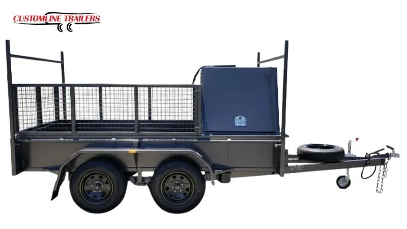 Customline Trailers dual-axle tradesman utility trailer with dual ladder racks and front toolbox